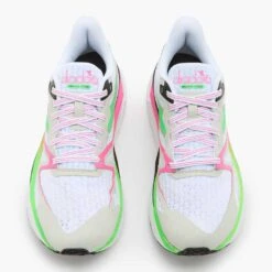 Diadora Women's Atomo V7000 Running Shoe - White/Green Fluo/Pink Fluo -Shoe Discount Store 101.179068 D0250 50 HR
