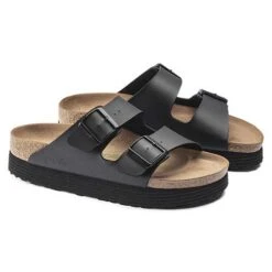 Birkenstock Arizona Platform Vegan - Birko Flor Black- Medium/Narrow -Shoe Discount Store 1018520 pair