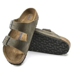 Birkenstock Arizona Soft Footbed Faded Khaki Oiled Nubuck Leather- Regular/Wide -Shoe Discount Store 1019313 sole