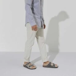 Birkenstock Arizona Shearling Sandals - Iron Natural- Medium/Narrow -Shoe Discount Store 1021067 f look m