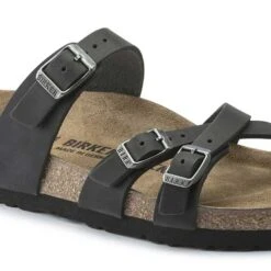 Birkenstock Women's Franca Oiled Leather Sandals- Black- Regular/Wide -Shoe Discount Store 1021203 detail 1