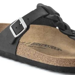 Birkenstock Gizeh Braid Suede Black Oil Leather- Regular/Wide -Shoe Discount Store 1021349 detail 1