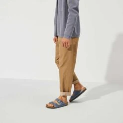 Birkenstock Arizona SFB Oil Leather Sandal - Dusty Blue - Regular/Wide -Shoe Discount Store 1022477 f look m