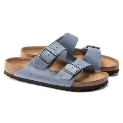 Birkenstock Arizona SFB Oil Leather Sandal - Dusty Blue - Regular/Wide -Shoe Discount Store 1022477 pair