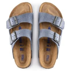 Birkenstock Arizona SFB Oil Leather Sandal - Dusty Blue - Regular/Wide -Shoe Discount Store 1022477 top