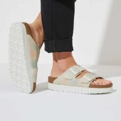 Birkenstock Women's Arizona Platform Sandal- Watercolor Pink- Medium/Narrow -Shoe Discount Store 1024597 f closeup f