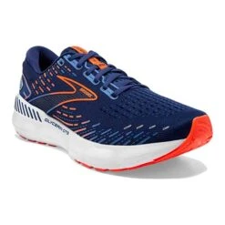 BROOKS Men's Glycerin GTS 20 Running Shoe - Blue Depths/Palace Blue/Orange - Wide (2E) -Shoe Discount Store 110383 444 A Glycerin GTS 20