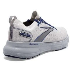 BROOKS Men's Glycerin StealthFit 20 Running Shoe - Oyster/Alloy/Blue Depths - Regular (D) -Shoe Discount Store 110384 081 H Glycerin StealthFit 20