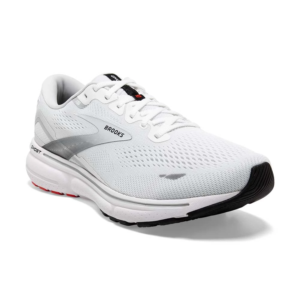 BROOKS Men's Ghost 15 Running Shoe- White/Black/Flame 4 BROOKS Men's Ghost 15 Running Shoe- White/Black/Flame - Image 2