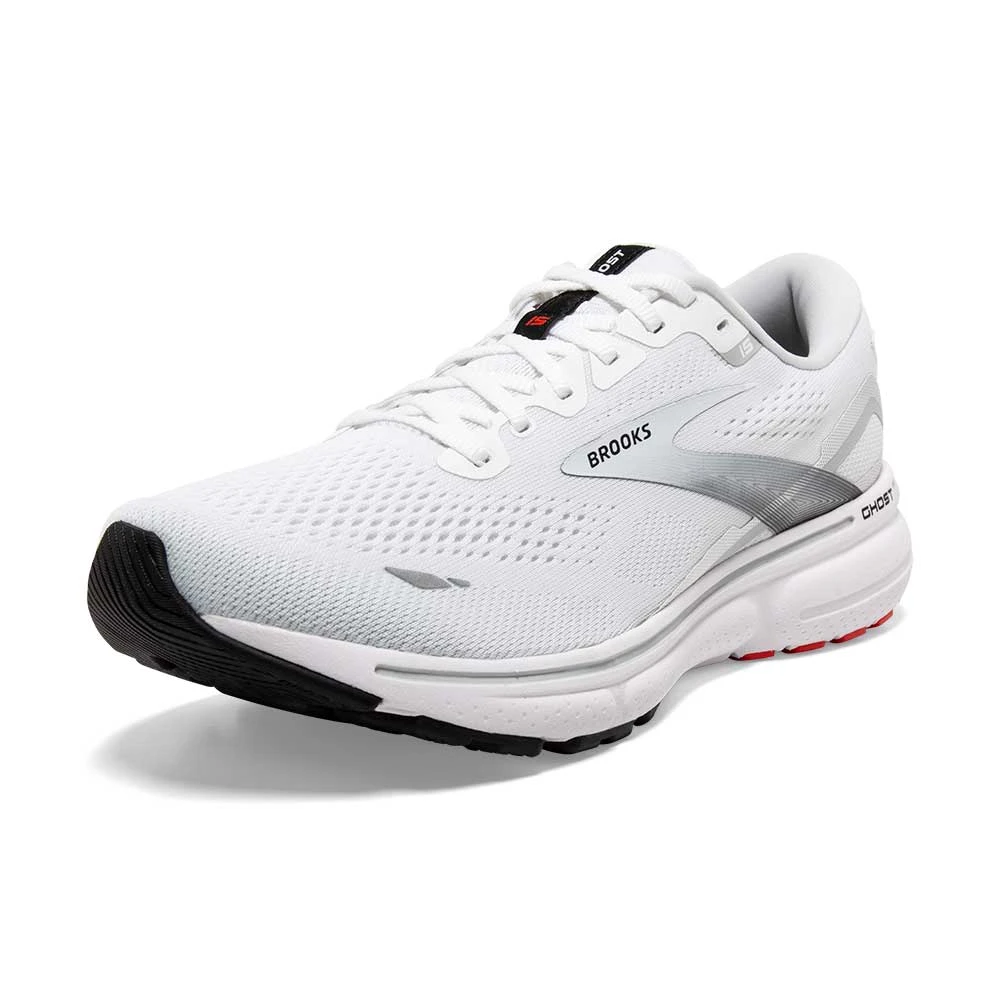 BROOKS Men's Ghost 15 Running Shoe- White/Black/Flame 5 BROOKS Men's Ghost 15 Running Shoe- White/Black/Flame - Image 3