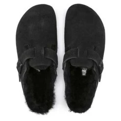 Birkenstock Boston Shearling Black Suede Leather- Regular/Wide -Shoe Discount Store 259883 top 1