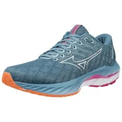 Mizuno Women's Wave Inspire 19 Running Shoe- Provincial Blue/White- Wide (D) -Shoe Discount Store 411400 5B00 07