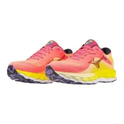 Mizuno Women's Wave Sky 7 Running Shoe - High/Vis Pink/Ombre Blue - Regular (B) -Shoe Discount Store 411413 1VRE 09
