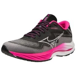 Mizuno Women's Project Zero Wave Rider 27 Running Shoe - Black/White- Regular (B) -Shoe Discount Store 411424 9000 07