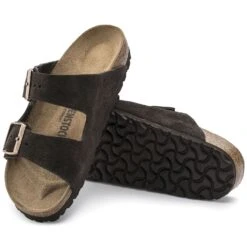 Birkenstock Arizona Mocha Suede Leather Sandal- Regular/Wide -Shoe Discount Store 51903 sole