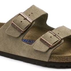 Birkenstock Arizona Soft Footbed Taupe Suede Leather Sandal - Taupe- Regular/Wide -Shoe Discount Store 951303 detail 1