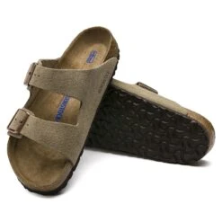 Birkenstock Arizona Soft Footbed Taupe Suede Leather Sandal - Taupe- Regular/Wide -Shoe Discount Store 951303 sole