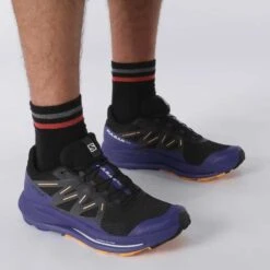 Salomon Men's Pulsar Trail Shoe - Black/Clematis Blue/Blazing Orange- Regular (D) -Shoe Discount Store L41603200 b1e1cabd0093cd16fb7753cd530c28a3