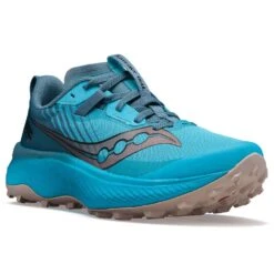 Saucony Women's Endorphin Edge Trail Shoe- Ocean/Loam- Regular (B) -Shoe Discount Store S10773 31 5 1