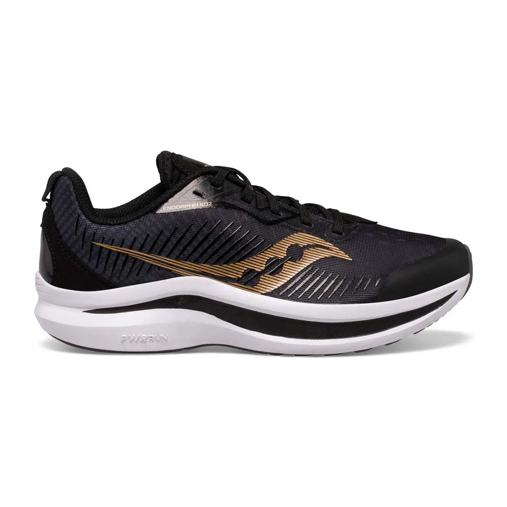 Saucony Youth Endorphin Running Shoe - Black/Gold 3 Saucony Youth Endorphin Running Shoe - Black/Gold